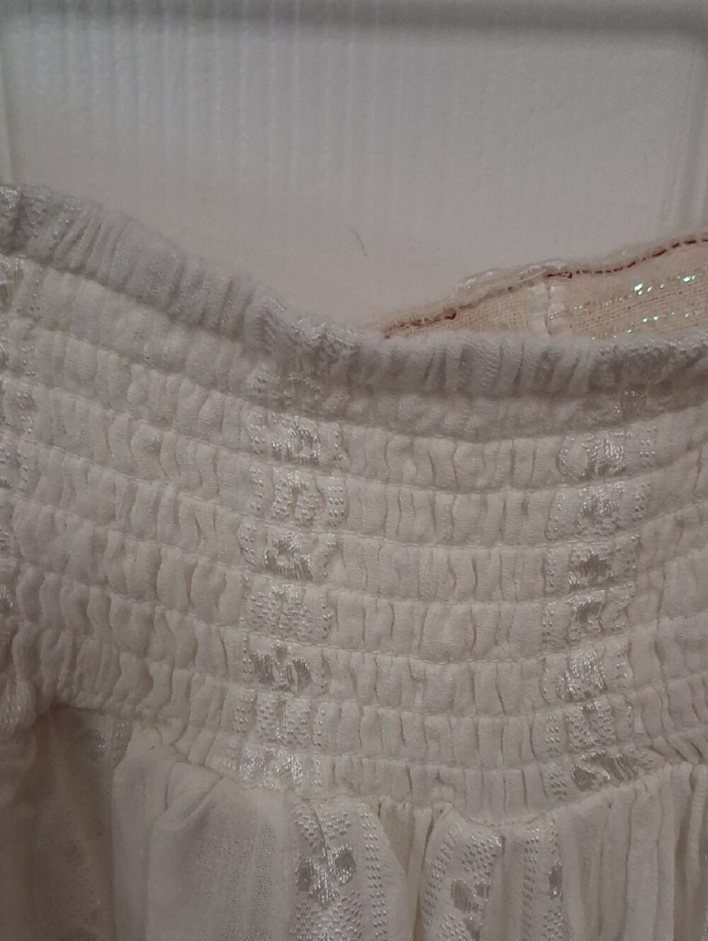 POL Cream Tiered Wide-Leg Pants with Textured Panels - Picture 7 of 10